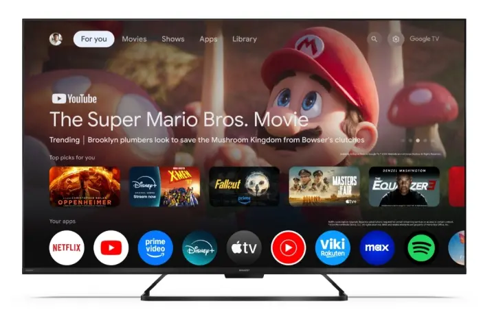 Телевизор, Sharp 50HR7265E, 50" QLED GOOGLE TV, 4K 144Hz Quantum Dot 3840x2160 Frameless, AQUOS AI, DVB-T/T2/C/S/S2, Active Motion 1400, HDR10, Dolby Atmos, Dolby Vision, DTS:X, Google Assistant, HDMI eARC, Mini Composite/CVBS + Audio input, USB, Wi-Fi, Bluetooth, - image 2