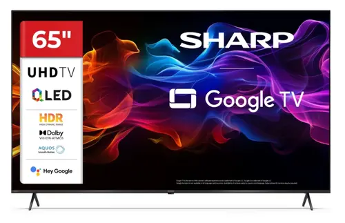 Телевизор, Sharp 65HP5265E, 65" QLED Google TV, 4K Ultra HD 3840x2160 Frameless, 1 000 000:1, AQUOS, DVB-T/T2/C/S/S2, Active Motion 1000, HDR10, Dolby Atmos, Dolby Vision, Google Assistant, Google Cast, HDMI 2.1 with eARC, 3.5mm Headphone jack / line-out, USB, Wi