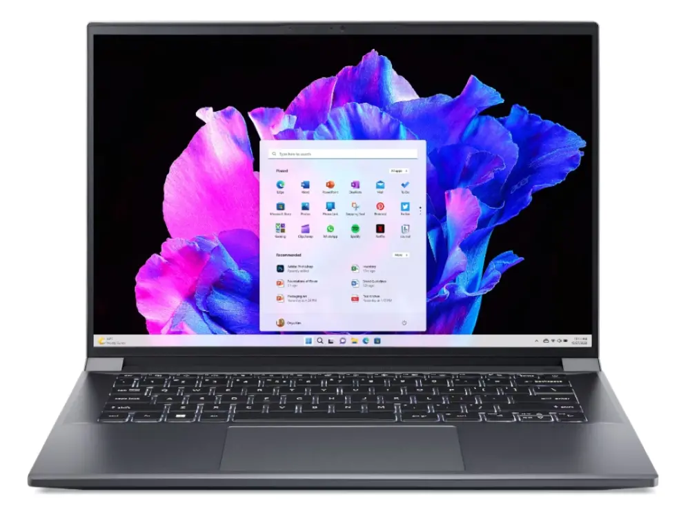 Лаптоп, Acer Swift X 14, SFX14-71G-75L8, Intel Core i7-13700H(3.70GHz up to 5.00GHz, 24MB),14.5" 2.8K OLED (2880x1800) 120Hz, 16GB DDR5, 1024 GB NVMe SSD,RTX 4050 6GB GDDR6, FHD Cam,WiFi 6E, BT 5.1, Micro SD card,Backlit Kbd, Win 11 Home , Steel Gray