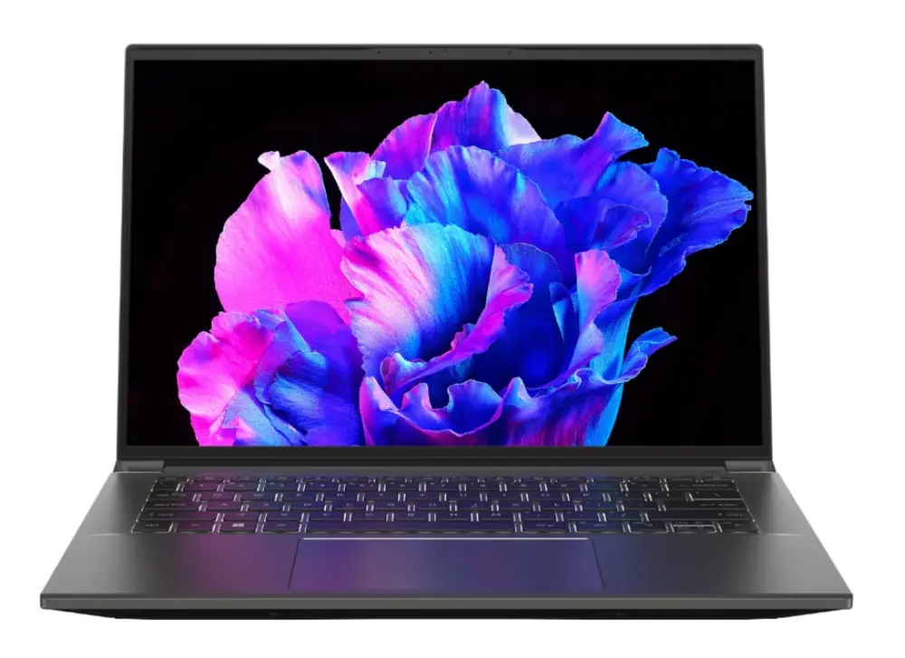 Лаптоп, Acer Swift X 14, SFX14-71G-75L8, Intel Core i7-13700H(3.70GHz up to 5.00GHz, 24MB),14.5" 2.8K OLED (2880x1800) 120Hz, 16GB DDR5, 1024 GB NVMe SSD,RTX 4050 6GB GDDR6, FHD Cam,WiFi 6E, BT 5.1, Micro SD card,Backlit Kbd, Win 11 Home , Steel Gray - image 1