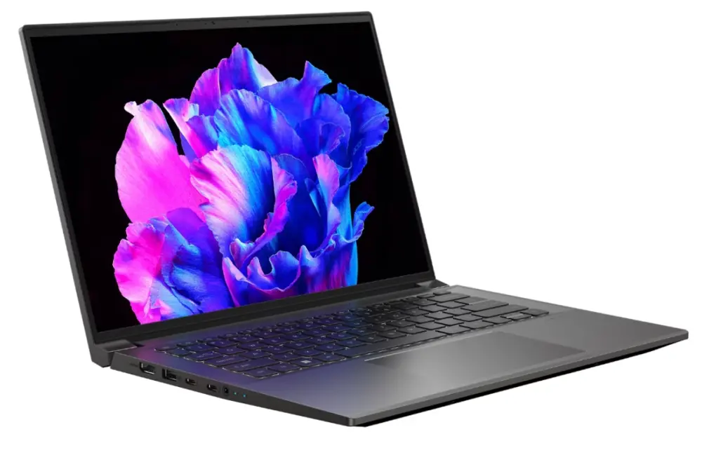 Лаптоп, Acer Swift X 14, SFX14-71G-75L8, Intel Core i7-13700H(3.70GHz up to 5.00GHz, 24MB),14.5" 2.8K OLED (2880x1800) 120Hz, 16GB DDR5, 1024 GB NVMe SSD,RTX 4050 6GB GDDR6, FHD Cam,WiFi 6E, BT 5.1, Micro SD card,Backlit Kbd, Win 11 Home , Steel Gray - image 2