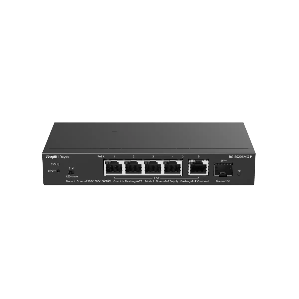 Комутатор Ruijie RG-ES206MG-P, 4x2.5G PoE+, 1x2.5G,1x10G SFP+, 70W, до 16 VLAN - image 3