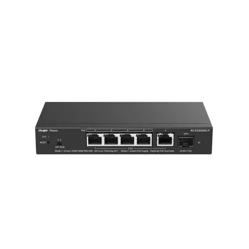 Комутатор Ruijie RG-ES206MG-P, 4x2.5G PoE+, 1x2.5G,1x10G SFP+, 70W, до 16 VLAN - image 3