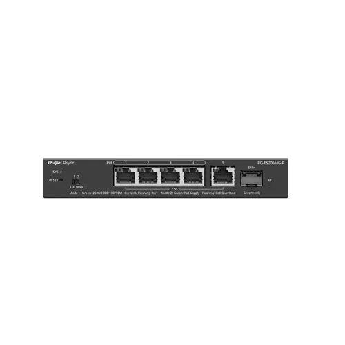 Switch Ruijie RG-ES206MG-P, 4x2.5G PoE+, 1x2.5G,1x10G SFP+, 70W, până la 16 VLAN - 1