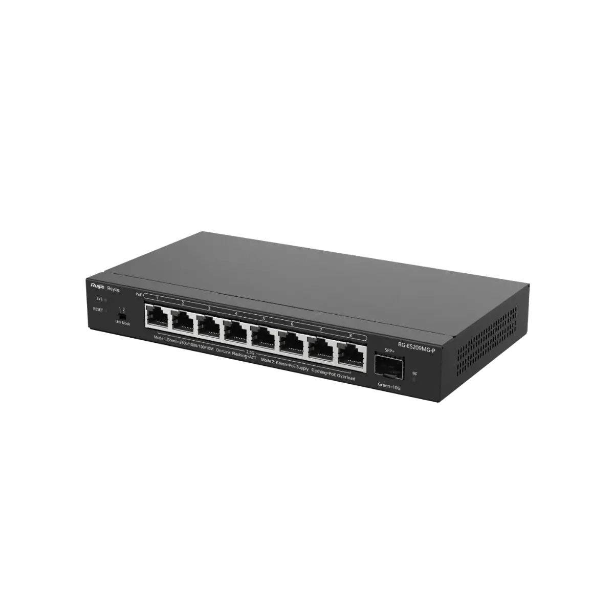 Комутатор Ruijie RG-ES209MG-P, 8x2.5G PoE+,1x10G SFP+, 130W, до 16 VLAN настолен - image 2