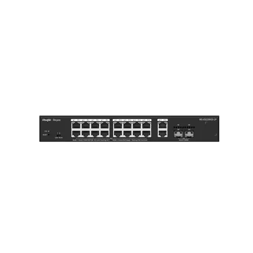Комутатор Ruijie RG-ES220GS-LP, 18xGbE, 2xSFP, 16x PoE+, 130W, до 16 VLAN - image 3