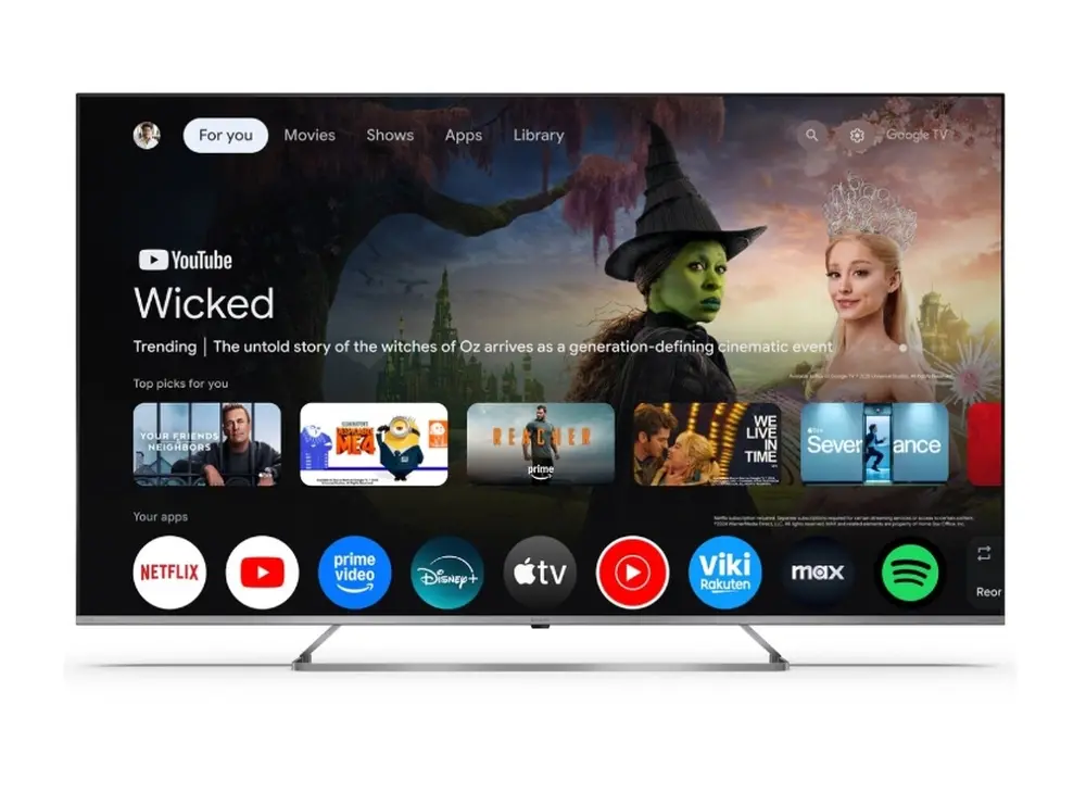 Телевизор, Sharp 65JP7265E, 65" QLED Mini led Google TV, 4K Ultra HD 3840x2160 Frameless, AQUOS, DVB-T/T2/C/S/S2, Active Motion 1000, HDR10, Dolby Atmos, Dolby Vision, Google Assistant, HARMAN/KARDON, HDMI 2.1 with eARC, 3.5mm Headphone jack / line-out, USB, Wi-Fi