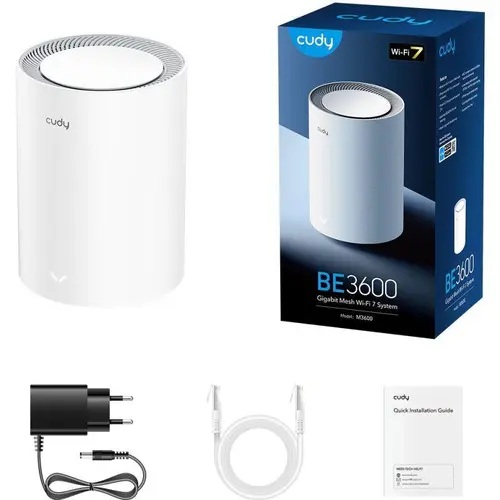Безжична MESH система рутер Cudy M3600-1-pack BE3600 WiFi 7 система за цял дом - image 2
