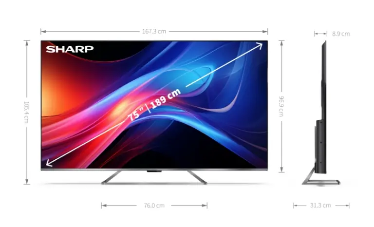 Телевизор, Sharp 75GP7265E, 75" QLED Google TV, 4K Ultra HD 3840x2160 Frameless, AQUOS, DVB-T/T2/C/S/S2, Active Motion 1200, HDR10, Dolby Atmos, Dolby Vision, Google Assistant, HARMAN/KARDON, Chromecast Built-in, HDMI 2.1 with eARC, Aluminium finish, USB, Wi-Fi, Bl - image 8