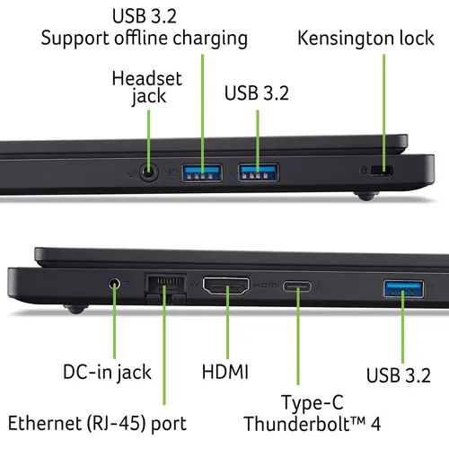 Лаптоп, Acer Travelmate TMP215-54-30BU, Core i3 1215U, (up to 4.40Ghz, 10MB), 15.6" FHD (1920x1080) IPS, 8GB DDR4 (1 slot free), 256GB NVMe SSD, Intel UHD Graphics, TPM 2.0, Micro SD card reader, Wi-Fi 6AX, BT 5.1, KB, Win Pro EDU, Black - image 3