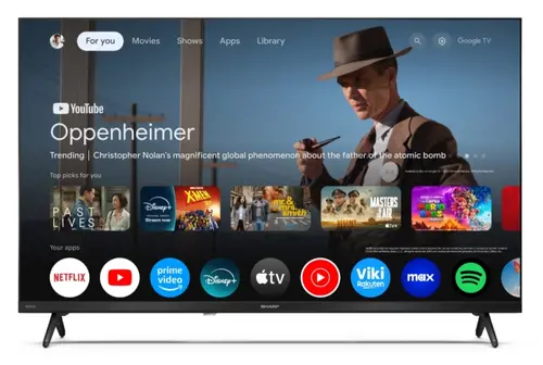 Телевизор, Sharp 32HF3265E, 32" QLED Google TV, HD 1366x768 Frameless, 1 000 000:1, DVB-T/T2/C/S/S2, HDR10, Speaker 2x8W, Dolby Digital, Google Cast, 3xHDMI (ARC/CEC), CI+, 3.5mm Headphone jack / line-out, RJ 45, 2xUSB, Wi-Fi, Bluetooth, Mini Composite, E, 2 pole S - image 1