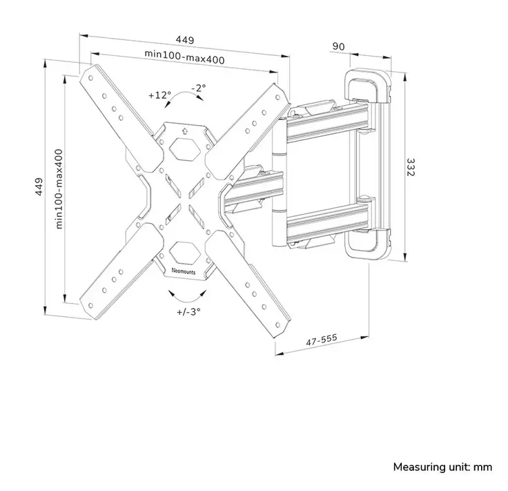 Стойка, Neomounts Level-850 Wall Mount (full motion, 3 pivots, VESA 400x400) - image 14
