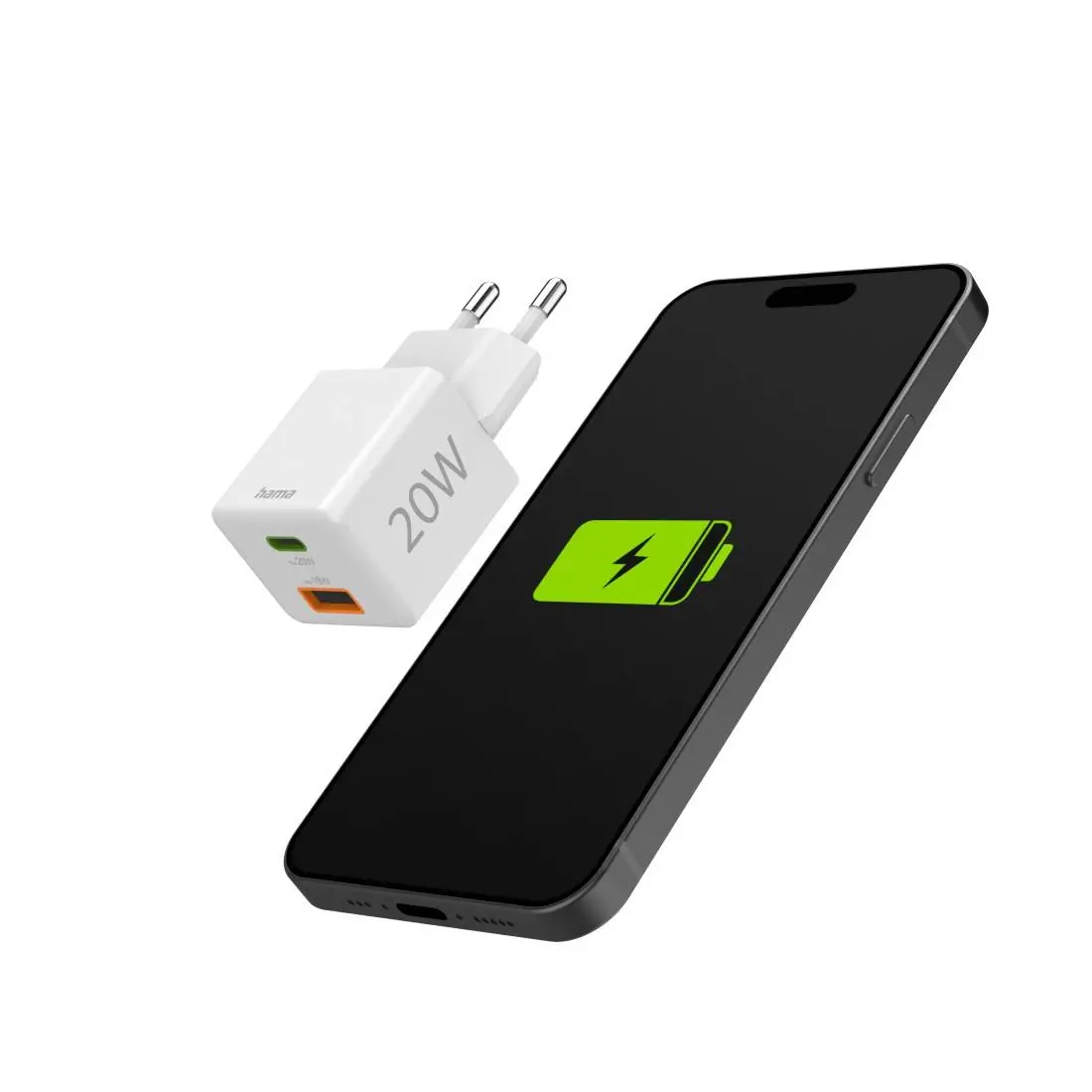 HAMA Бързо мини зарядно 1x USB-C, 1x USB-A, PD, 20 W, бяло - image 8