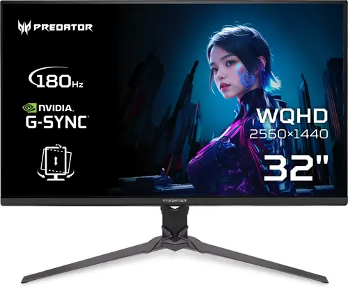 Монитор, Acer Predator XB323QUPbmiiprx, 31.5'' QHD (2560x1440) IPS, ZeroFrame, 180Hz, 0.5ms (GTG Min.), HDR10, FreeSync, 250nits, 2xHDMI, Speakers, DP, Audio Out, VisionCare, Energy Class E, Black, 2Y