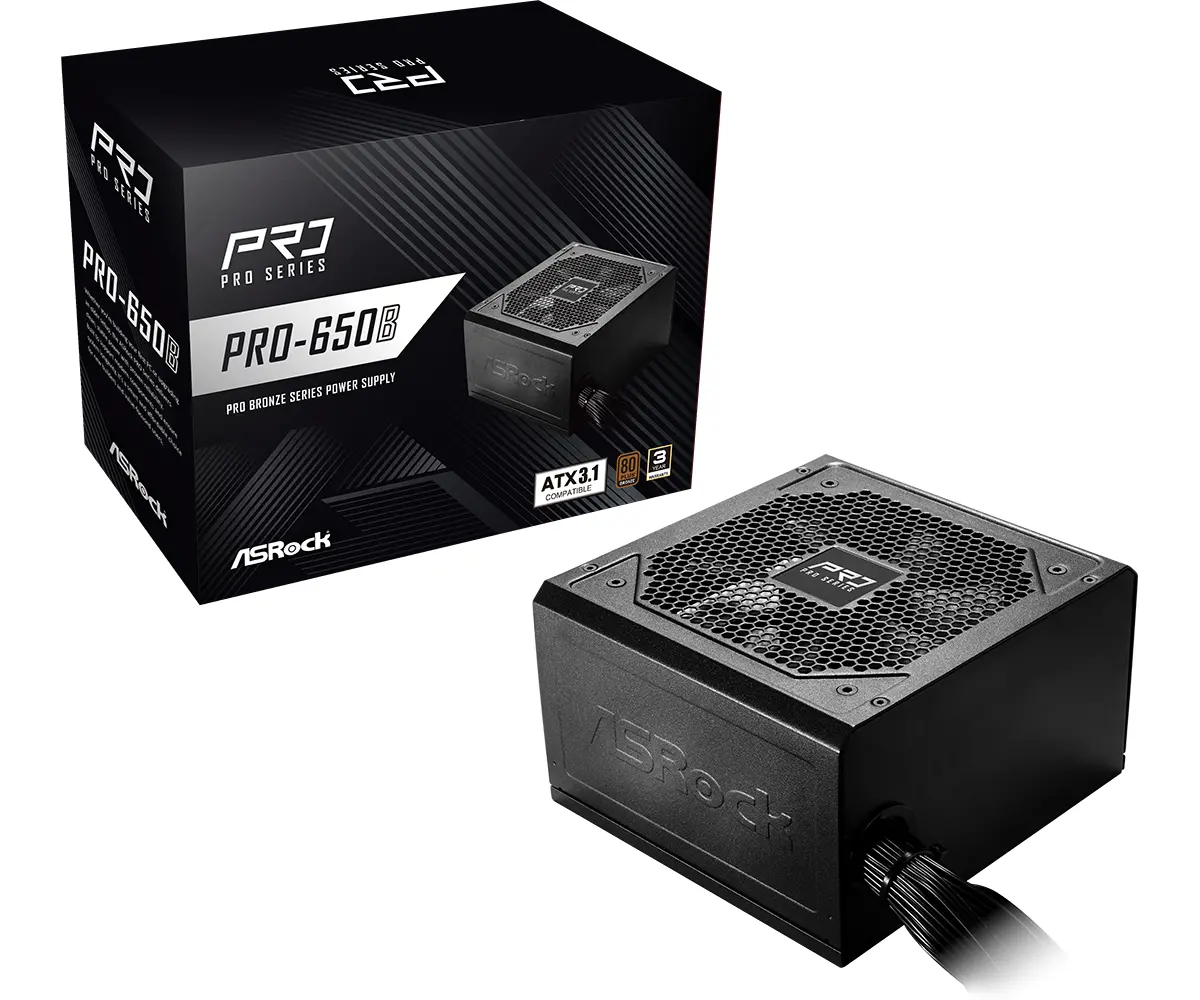 Захранващ блок ASRock PRO-650B 650W 80+ Bronze ATX 3.1 - image 4