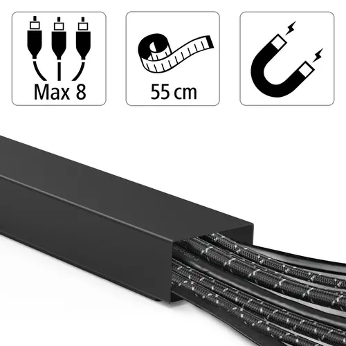 HAMA Μαγνητικό κανάλι καλωδίων, 55 cm, για τοποθέτηση στο πόδι τραπεζιού, μαύρο - 9