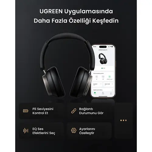 BLUETOOTH СЛУШАЛКИ ANC HP206 StudioРro UGREEN - ЧЕРЕН - image 4