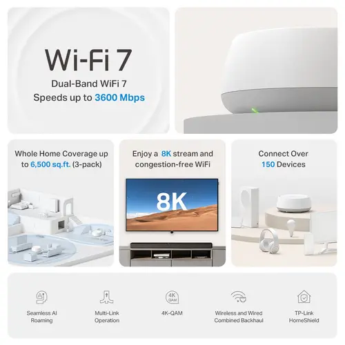 Ασύρματο ρούτερ TP-LINK Deco Deco BE22(1-pack) BE3600, 2x 1GbE, Wi-Fi 7 - 3