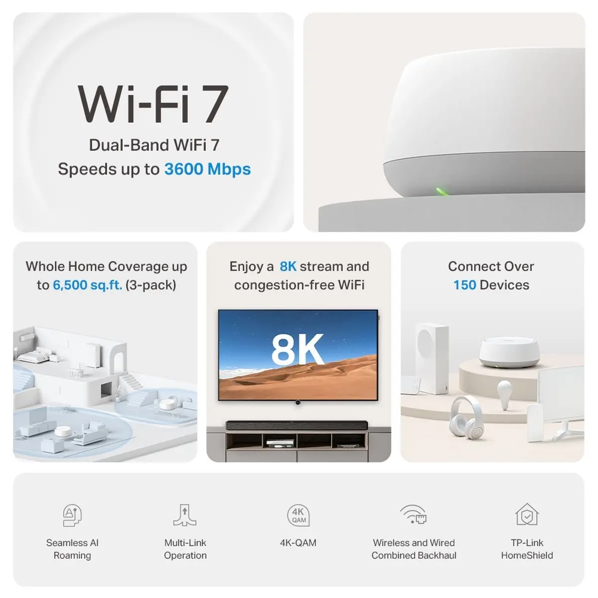 Безжичен рутер TP-LINK Deco Deco BE22(2-pack) BE3600, 2x 1GbE, Wi-Fi 7 - image 2