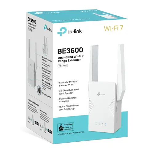 Επέκταση εμβέλειας TP-LINK RE225BE, BE3600 διπλής ζώνης Wi-Fi 7,1*1 Gbps Ethernet - 8
