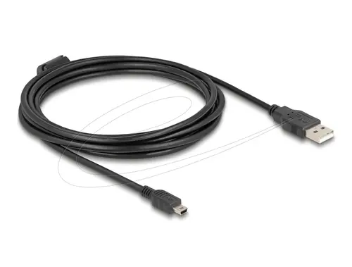 Καλώδιο Delock USB 2.0 αρσενικό σε mini-B USB 2.0 αρσενικό, διπλής θωράκισης, μεταφορά έως 480 Mb/s, 3.0μ, Μαύρο - 1