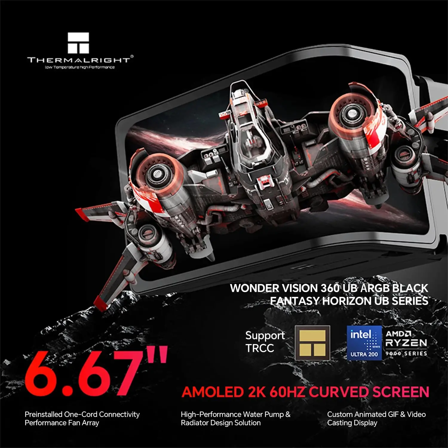 Thermalright υδρόψυξη WONDER VISION 360 UB ARGB Μαύρο - Καμπύλη οθόνη OLED 6.67 inch - image 9