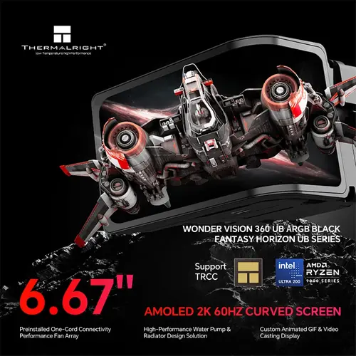 Thermalright водно охлаждане Water Cooling WONDER VISION 360 UB ARGB Black - 6.67 inch Curve OLED Display - image 9