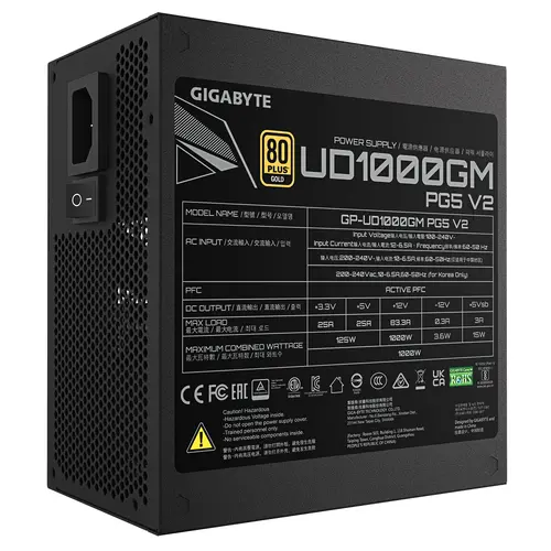 Захранващ блок Gigabyte UD1000GM PG5 V2 - 1000W 80+ Gold PCIe 5.1 Ready - image 5