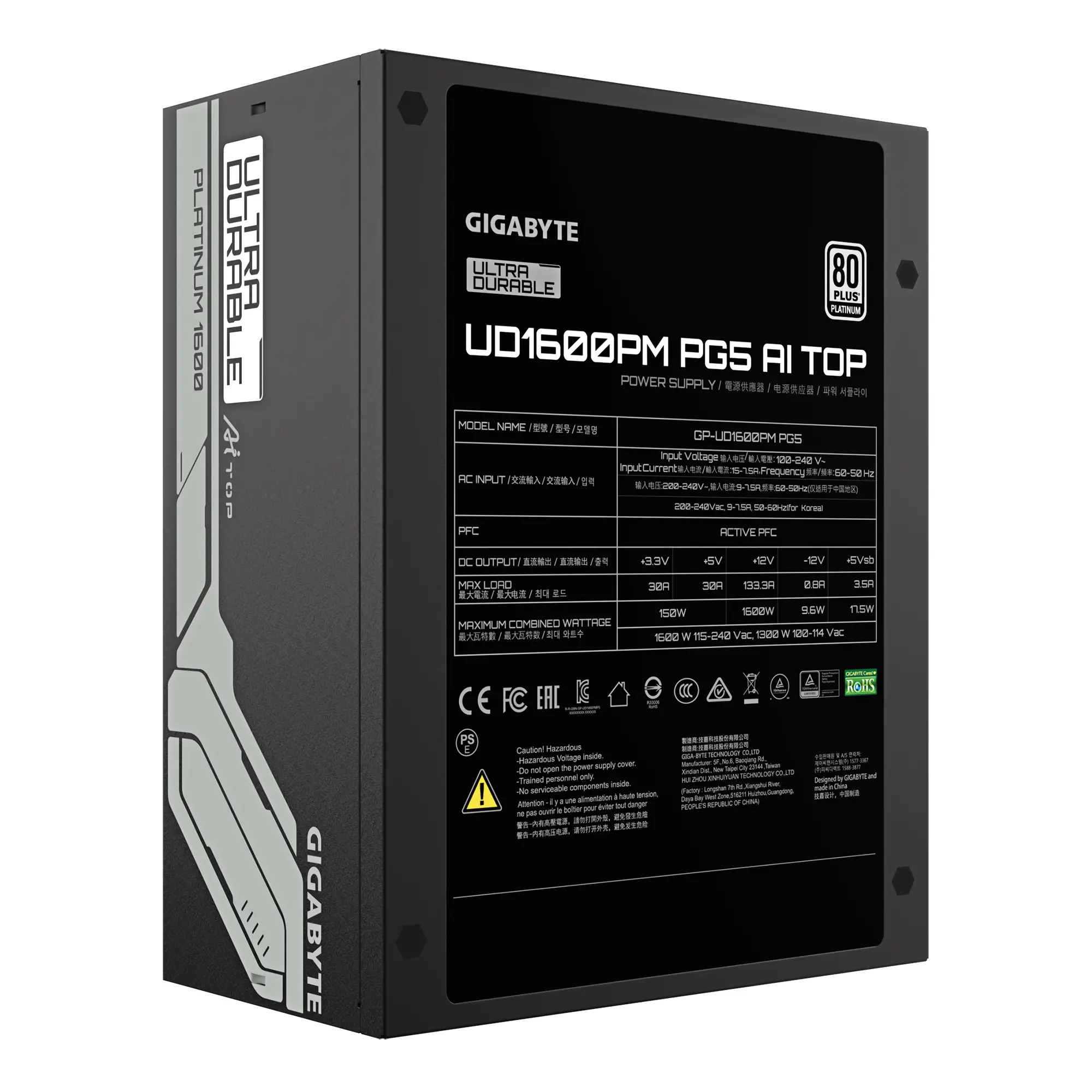 Захранващ блок Gigabyte UD1600PM PG5 AI TOP - 1600W 80+ Platinum PCIe 5.1 Ready - image 5