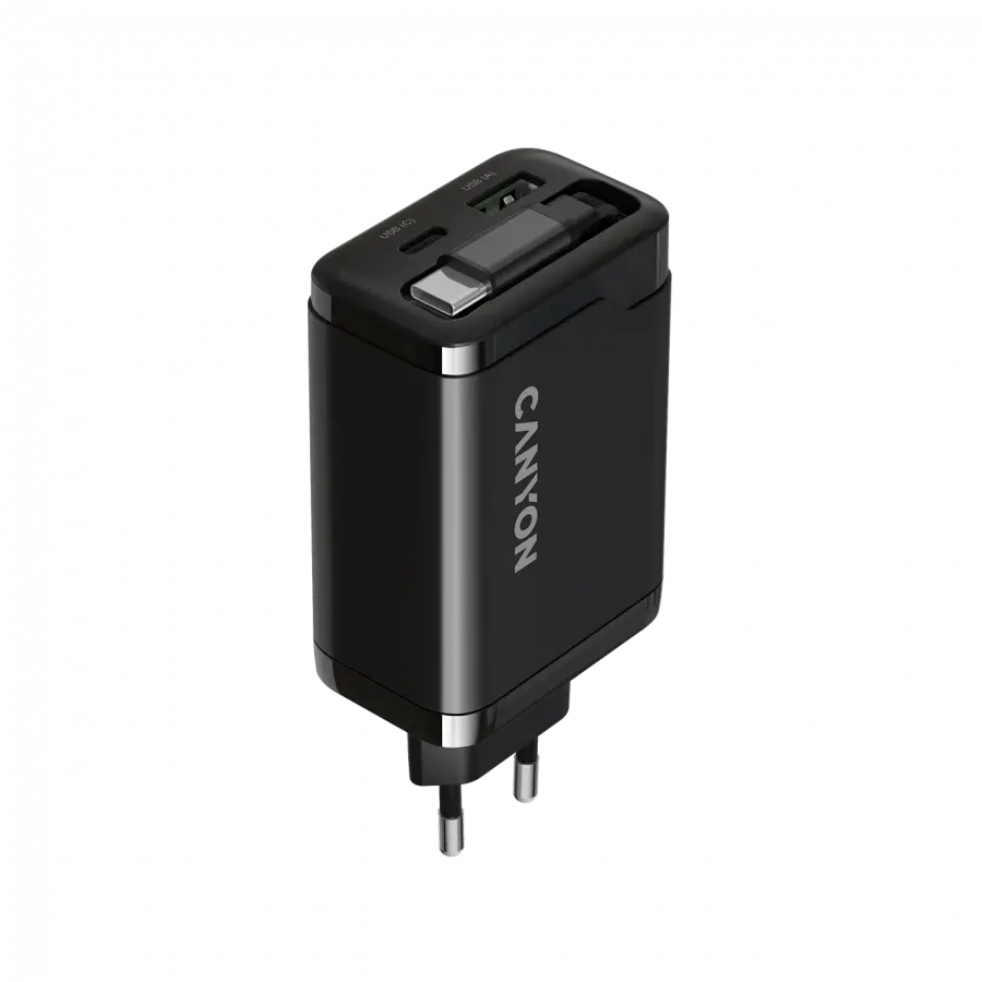 CANYON charger OnCharge 65RC Build-In Cable USB-C 65W 1xPD 1xQC EU Black - image 2