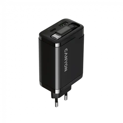 CANYON charger OnCharge 65RC Build-In Cable USB-C 65W 1xPD 1xQC EU Black - image 2