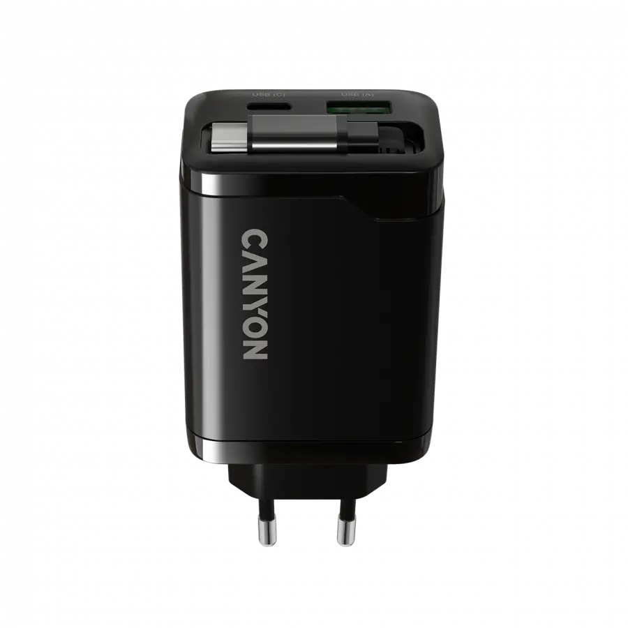 CANYON charger OnCharge 65RC Build-In Cable USB-C 65W 1xPD 1xQC EU Black - image 3