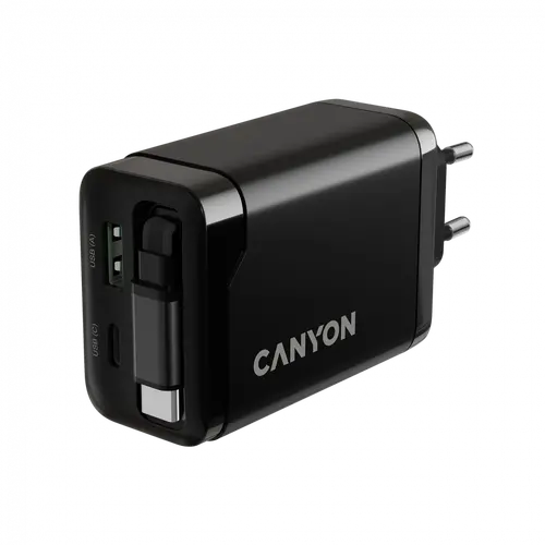 CANYON charger OnCharge 65RC Build-In Cable USB-C 65W 1xPD 1xQC EU Black - image 6