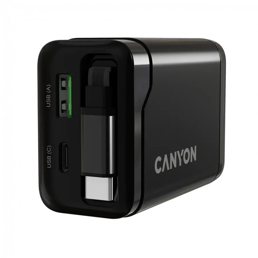 CANYON charger OnCharge 65RC Build-In Cable USB-C 65W 1xPD 1xQC EU Black - image 7