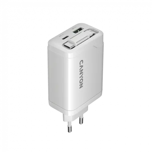 CANYON charger OnCharge 65RC Build-In Cable USB-C 65W 1xPD 1xQC EU White - image 2