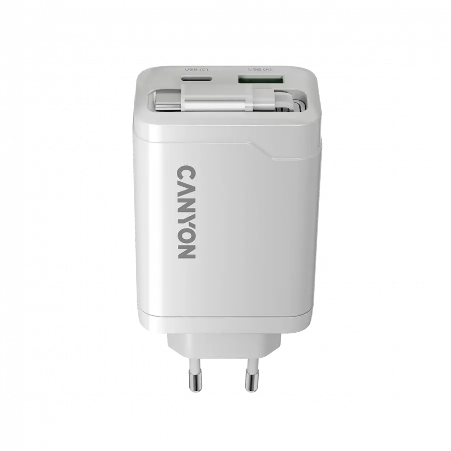 CANYON charger OnCharge 65RC Build-In Cable USB-C 65W 1xPD 1xQC EU White - image 3