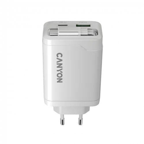 CANYON charger OnCharge 65RC Build-In Cable USB-C 65W 1xPD 1xQC EU White - image 3