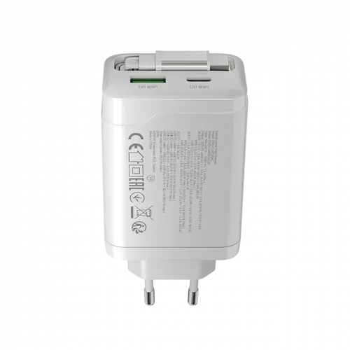 CANYON charger OnCharge 65RC Build-In Cable USB-C 65W 1xPD 1xQC EU White - image 4