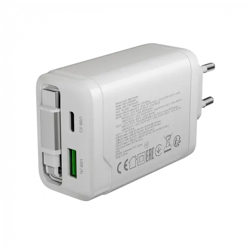 CANYON charger OnCharge 65RC Build-In Cable USB-C 65W 1xPD 1xQC EU White - image 6