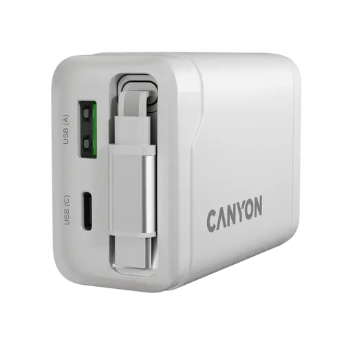 CANYON charger OnCharge 65RC Build-In Cable USB-C 65W 1xPD 1xQC EU White - image 7