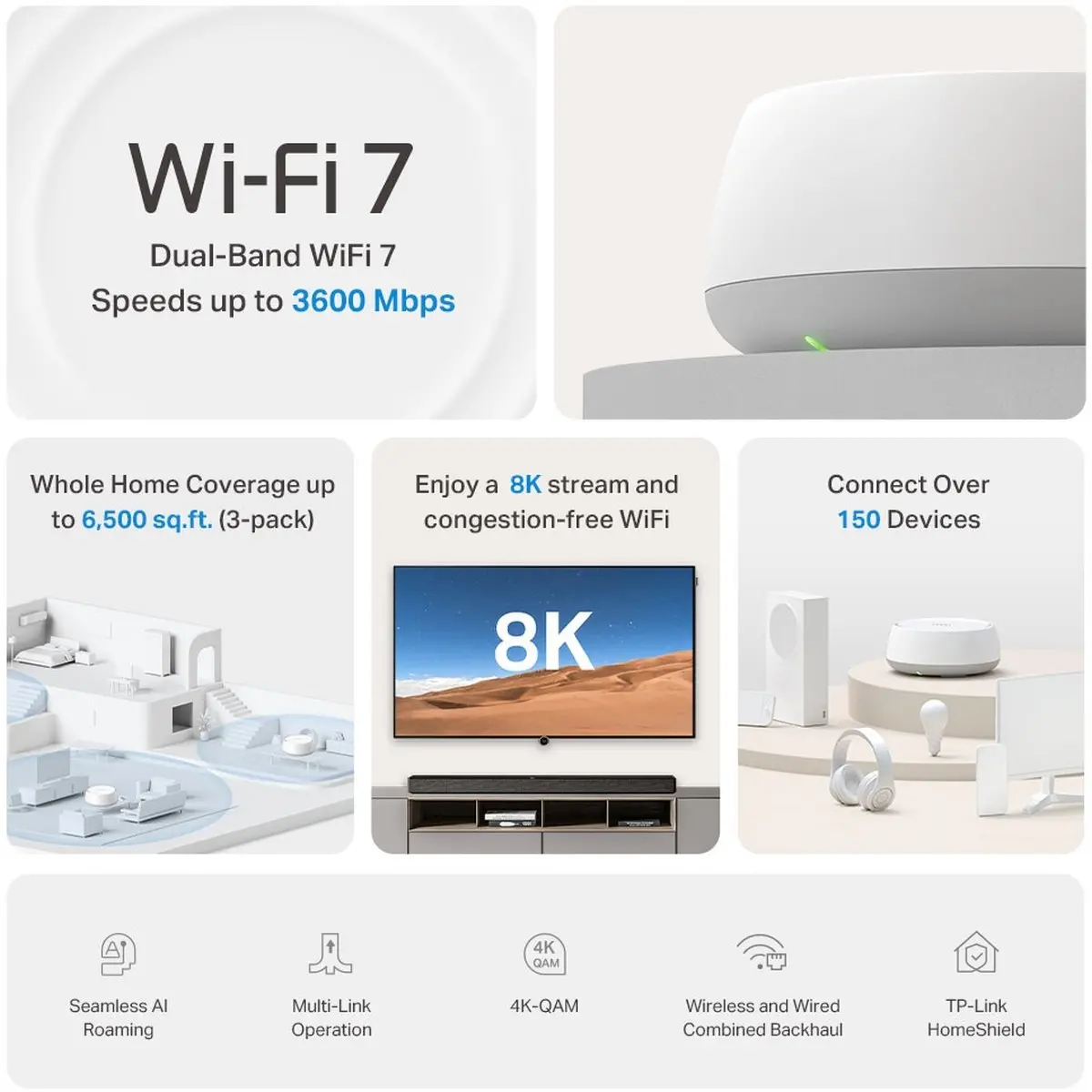 Безжичен рутер TP-LINK Deco Deco BE22(3-pack) BE3600, 2x 1GbE, Wi-Fi 7 - image 2