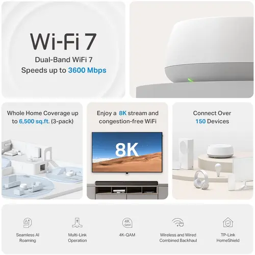 Безжичен рутер TP-LINK Deco Deco BE22(3-pack) BE3600, 2x 1GbE, Wi-Fi 7 - image 2