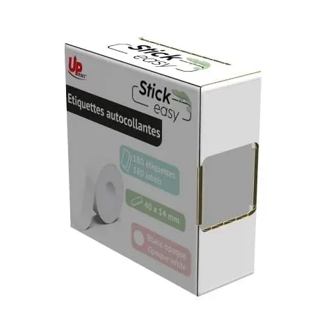 Ролка етикети залепващи за STICK EASY UP21, 14х40мм, 180 бр, бели - image 1