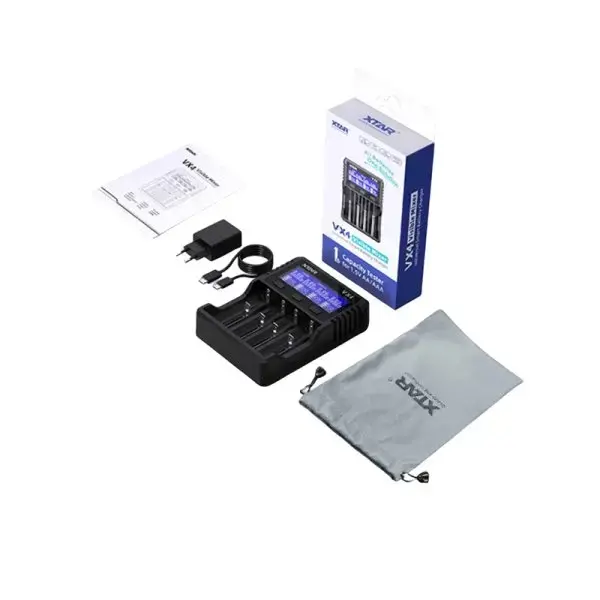 Зарядно устройство за NIMH/LiIon батерии 4 гнезда LCD дисплей USB VX4 SET XTAR - image 2