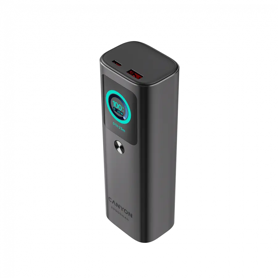 CANYON Built-in cable power bank OnPower 265 20000mAh 165W   Aluminium Dark grey - image 1