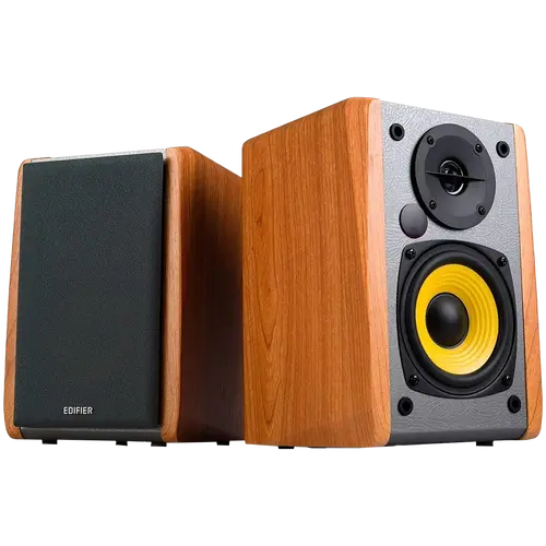 Edifier R1010BT Boxe de raft, Bluetooth V5.1, intrări duble RCA, drivere mid-bass de 4 inch, tweetere de 0.5 inch, 24 W RMS, maro - 2