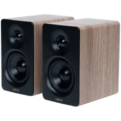 Edifier M60 Bookshelf Speakers, Bluetooth V5.3 (Hi-Res & Hi-Res Wireless), USB-C and 3.5 mm AUX inputs, 1-inch silk-dome tweeters  3-inch long-throw aluminum diaphragm mid-low drivers, 66 W (RMS), touch panel controls, Classic Oak
