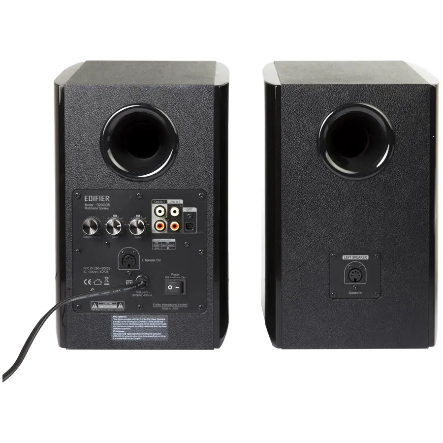 Edifier R2000DB 2.0 Bookshelf Speakers, Bluetooth, 3.5mm to RCA, Optical, 1-inch Tweeters, 5-inch Drivers, 120W (RMS), Control Knobs and Remote Control, Black - image 4