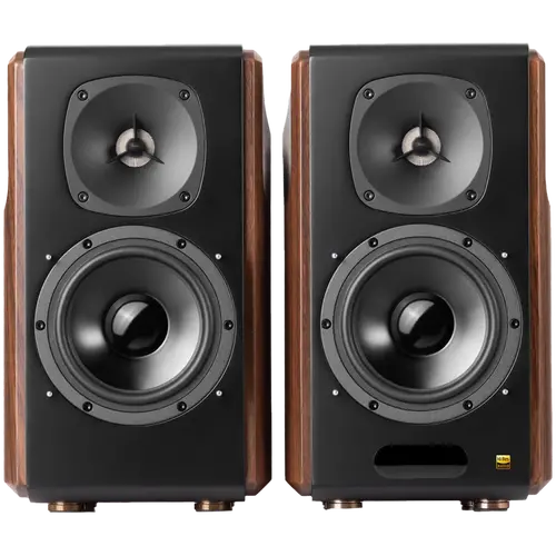 Edifier S2000MKIII Active Bookshelf Speakers, Bluetooth V5.0, Optical, Coaxial, Dual RCA Inputs, Planar diaphragm tweeters and aluminum diaphragm drivers, 130W (RMS), 4 EQ Presets, Control Knobs and Remote Control, Brown - image 1