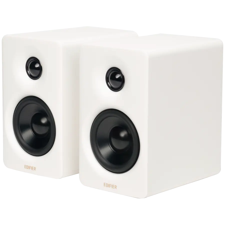 Edifier M60 Bookshelf Speakers, Bluetooth V5.3 (Hi-Res & Hi-Res Wireless), USB-C and 3.5 mm AUX inputs, 1-inch silk-dome tweeters 3-inch long-throw aluminum diaphragm mid-low drivers, 66 W (RMS), touch panel controls, White
